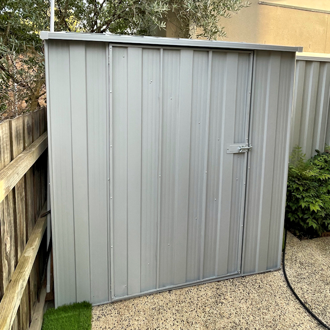 GardenSheds S52 Slim Shed 1.76m x 0.72m Sloped Roof in Zinc
